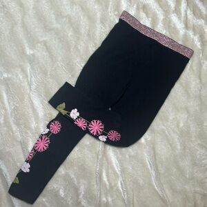 Black leggings flowers tights leggings for girls 8-9 years old fashion pants